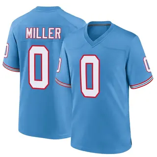 Tennessee Titans Men's Rasheed Miller Game Oilers Throwback Alternate Jersey - Light Blue