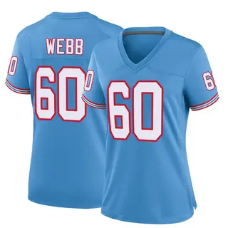 Tennessee Titans Women's Clay Webb Game Oilers Throwback Alternate Jersey - Light Blue