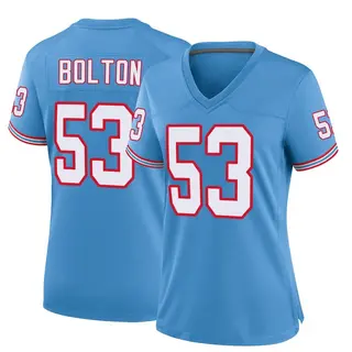 Tennessee Titans Women's Curtis Bolton III Game Oilers Throwback Alternate Jersey - Light Blue
